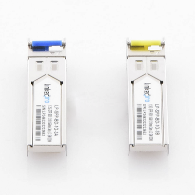 LINKEDPRO BY EPCOM - Transceptores Ópticos Bidireccionales SFP (Mini-Gbic) / Monomodo 1310 & 1550 nm / 1.25 Gbps / 1000BASE-BX / Conector LC/UPC Simplex / DDM / Hasta 3 km / 2 Piezas