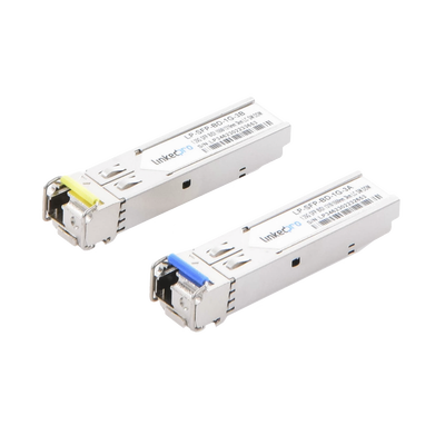 LINKEDPRO BY EPCOM - Transceptores Ópticos Bidireccionales SFP (Mini-Gbic) / Monomodo 1310 & 1550 nm / 1.25 Gbps / 1000BASE-BX / Conector LC/UPC Simplex / DDM / Hasta 3 km / 2 Piezas