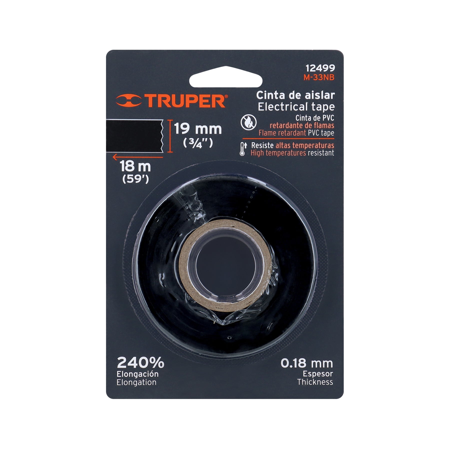 Cinta de aislar de 18 m x 19 mm, negra en blister, Truper