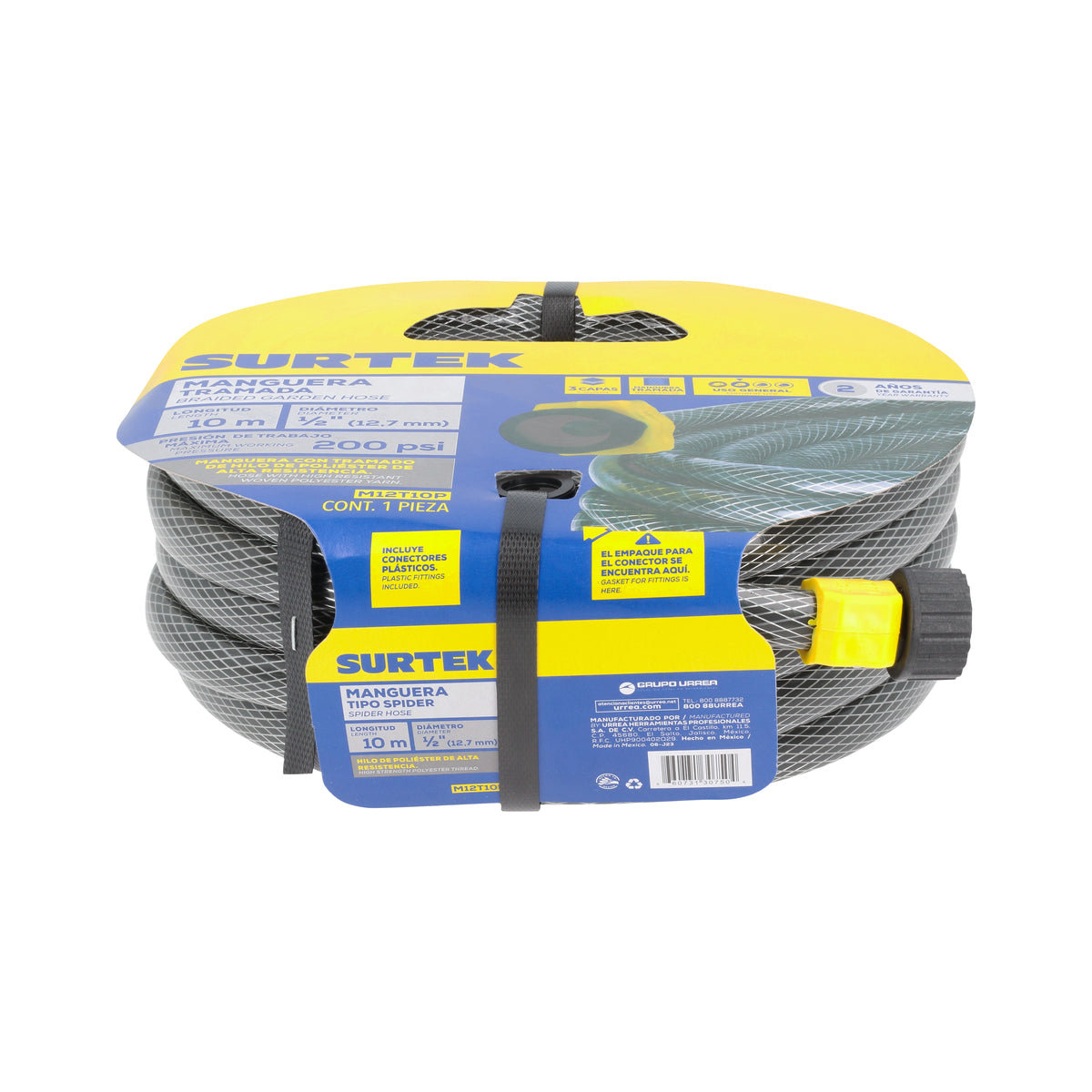Surtek - Manguera trama cp gris 1/2 in10m