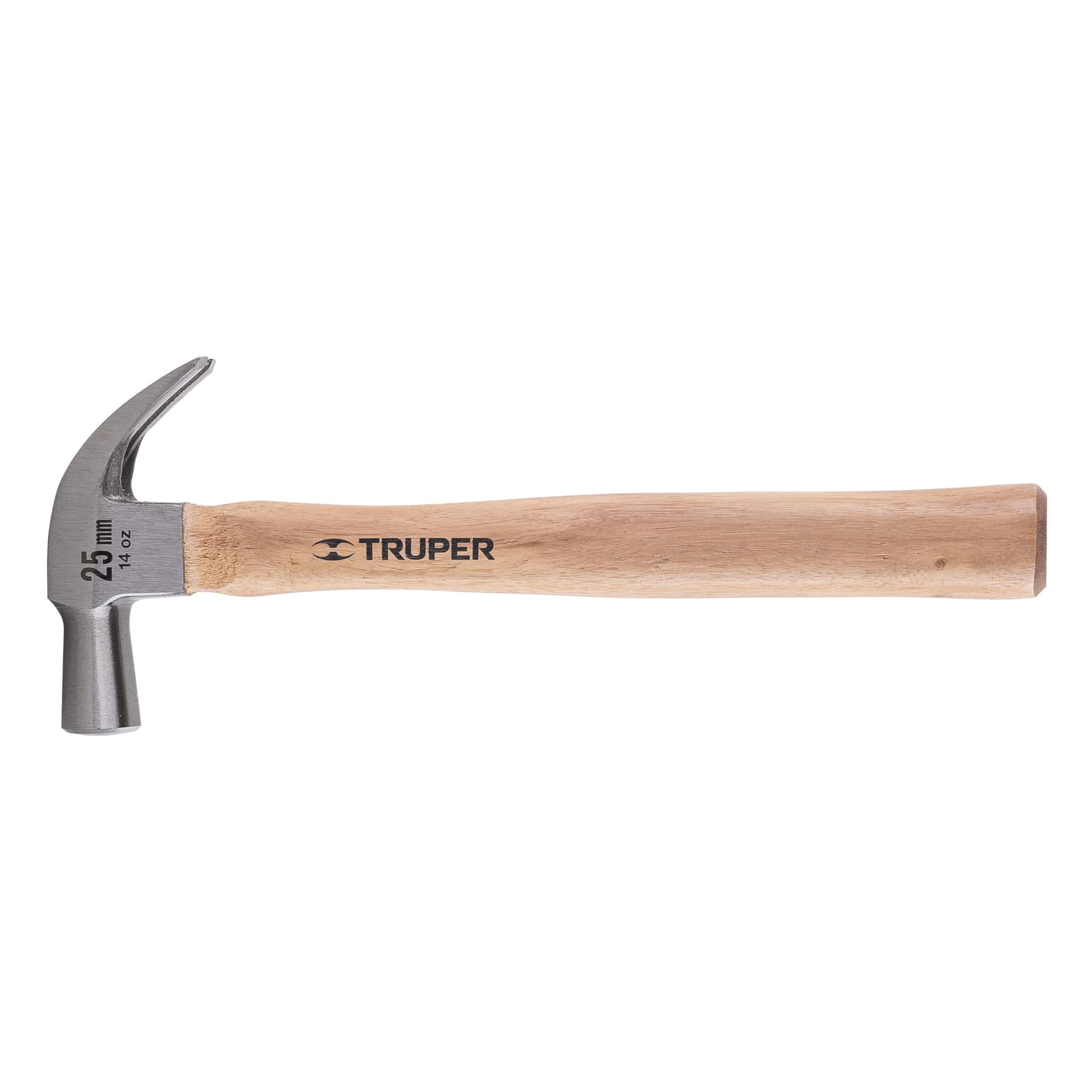 Martillo cabeza conica 25 mm uña curva, mango madera, TRUPER