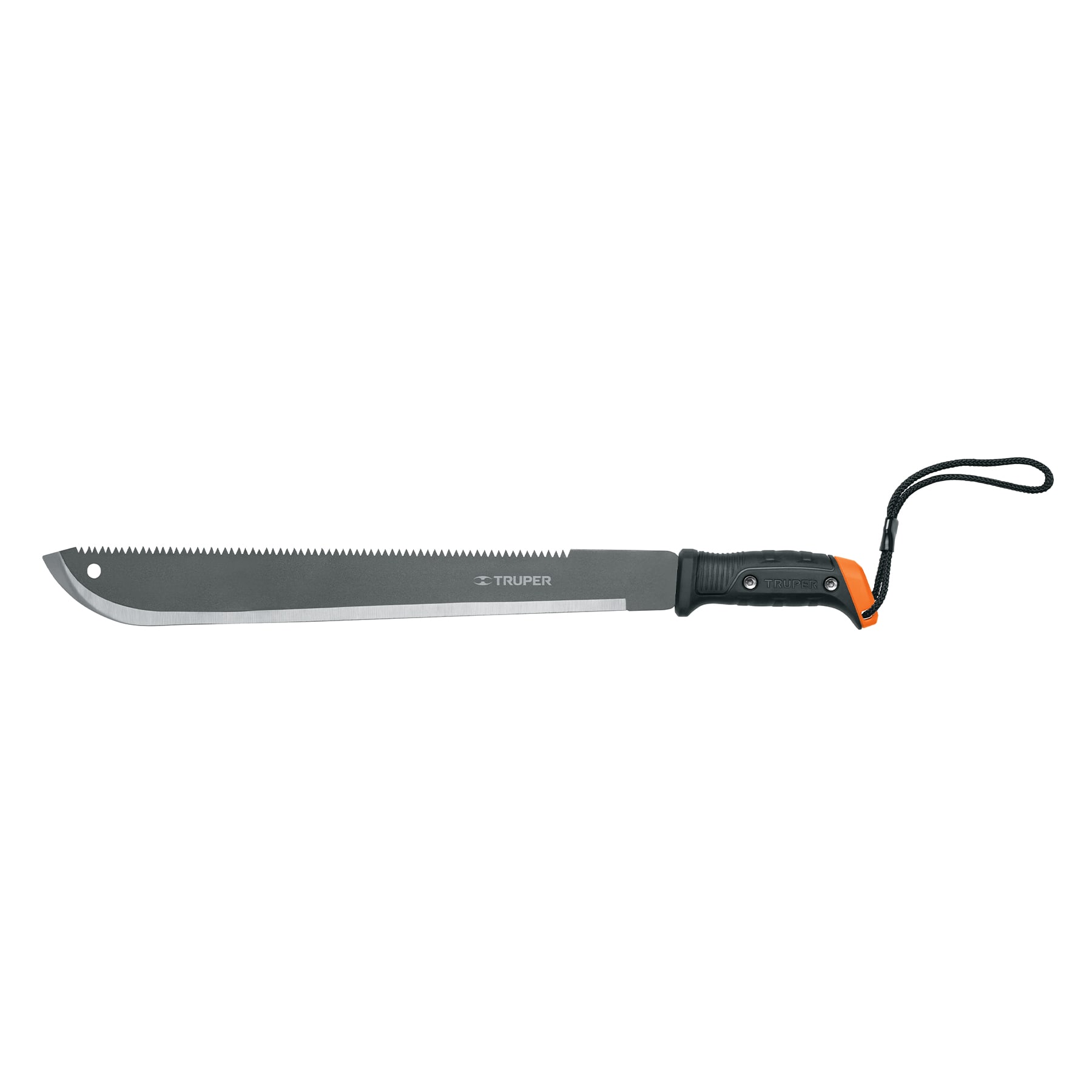 Machete doble filo 18', cacha atornillada, funda de carton