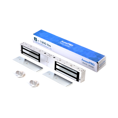 ACCESSPRO - Chapa magnética de 1200 Lbs /Para Puertas Dobles/ Interior/ LED / Sensor Bloqueo