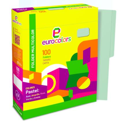 MAPASA - Folder Mapasa Carta Multicolor Color Verde Pastel Pqte 100F