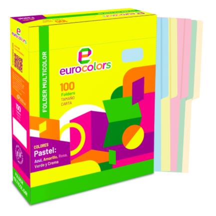 MAPASA - Folder Mapasa Carta Multicolor Color Arcoiris Pastel Pqte 100F