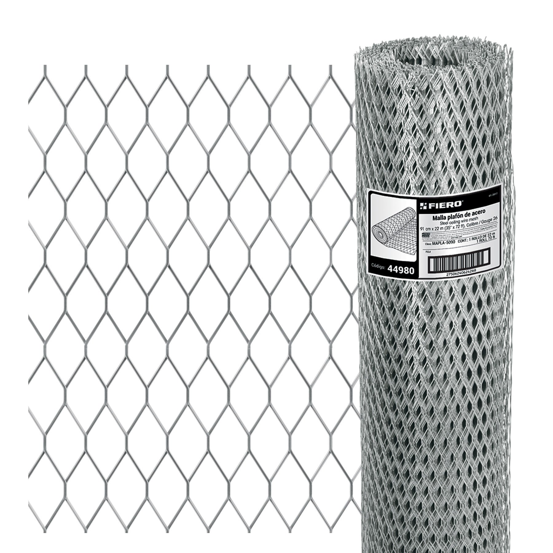 Rollo malla plafon 0.90 x 22m cal.26, abertura 10x25mm, 8kg