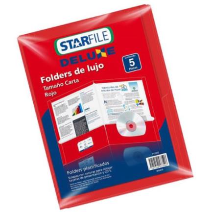 MAPASA - FOLDER STARFILE DELUXE ROJO CARTA 24X30 C/5PZA