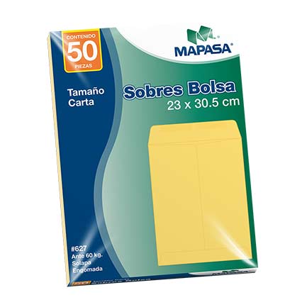MAPASA - SOBRE BOLSA MAPASA CARTA ANTE SOLAPA ENGOMADA 60KG 10 BOLSAS C/50 23.0x30.5 cm