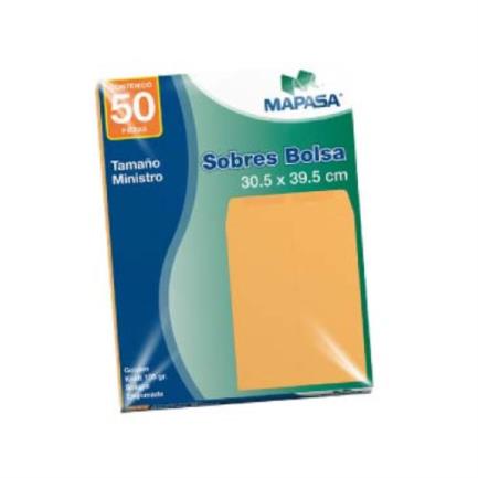 MAPASA - Sobre Bolsa Mapasa Golden Kraft Ministro 30.5cm x 39.5cm 60 kg Empaque 10-50/500