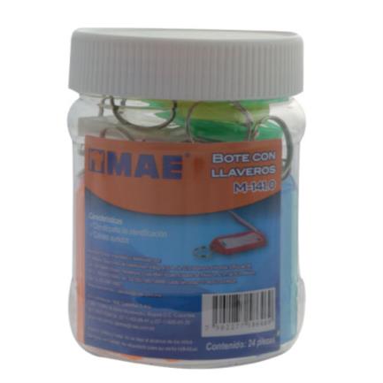MAE - Bote Mae con 24 Llaveros Colores Surtidos