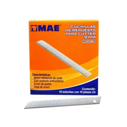 MAE - Cuchillas Repuesto Mae RCC-9 Cutter 9mm C/10 Estuches