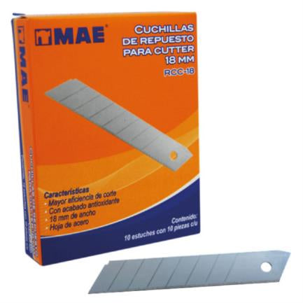 MAE - CUCHIILAS REPUESTO MAE CUTTER 18mm C/10 ESTUCHES