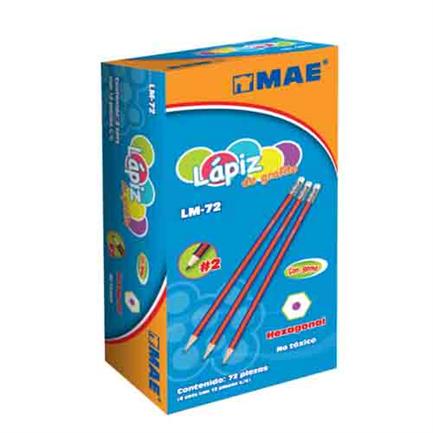 MAE - LAPIZ MAE DE GRAFITO HEXAGONAL HB #2 CAJA C/72 PIEZAS