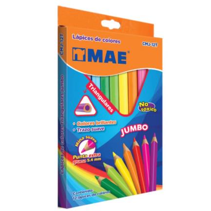 MAE - Colores Mae CMJ-12T Triangulares Jumbo Caja C/12 Pzas