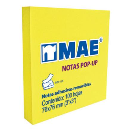 MAE - Notas Adhesivas Mae Pop-UP 3x3 Amarillo Neón 100H C/12