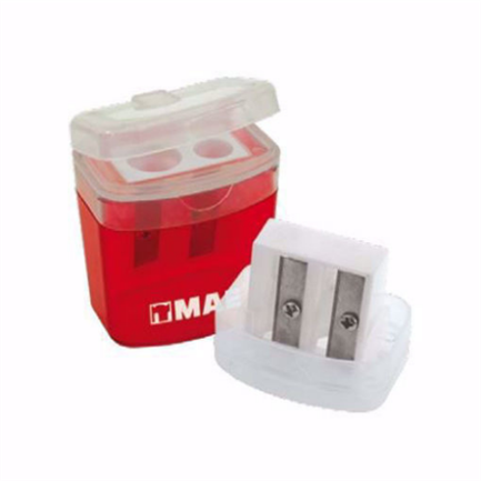 MAE - Sacapuntas Mae SPD-2G Doble Depósito con Tapa Caja C/24 Pzas
