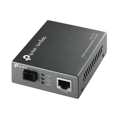 TP-LINK - Convertidor Fibra Óptica WDM Monomodo / 1 puerto RJ45 10/100 Mbps / 1 puerto SC/UPC 100 Mbps /  Hasta 20 Km / Para su Funcionamiento Requiere el Modelo MC112CS / Plug and Play