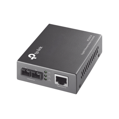 TP-LINK - Convertidor Fibra Óptica Multimodo /  1 Puerto RJ45 10/100/1000 Mbps / Puerto Fibra Óptica SC 1000 Mbps / Hasta 550 metros / Plug and Play