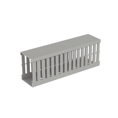 PANDUIT - CANALETA RANURADA DE PVC CON TAPA, TIPO F, 49.5 MM DE ANCHO, 72.4 MM DE ALTO Y 2 M DE LARGO, COLOR GRIS
