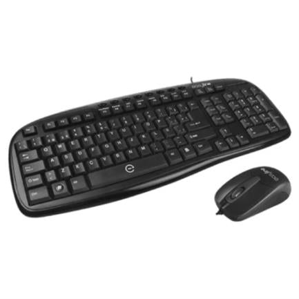 PERFECT CHOICE - Teclado y Mouse Easy Line Alámbrico Balance USB Color Negro