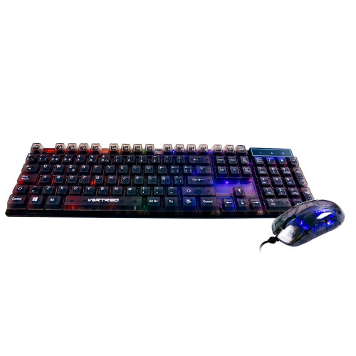 PERFECT CHOICE - Kit Gamer Perfect Choice Teclado Transparente + Mouse Helumo Alámbrico Ergonómico y Resistente
