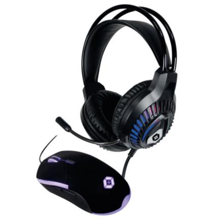 PERFECT CHOICE - Kit Gamer Vortred Raito 2 en 1 Alámbrico Diadema+Mouse Color Negro