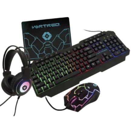 PERFECT CHOICE - Kit Gamer Vortred Alámbrico 4 en 1 Gear Up Color Negro