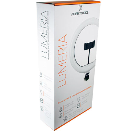PERFECT CHOICE - ARO DE LUZ PERFECT CHOICE DE 10 PARA STREAMING CON BASE EXPANDIBLE Y TRIPIE