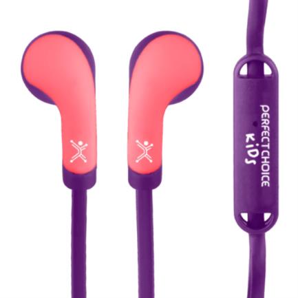 PERFECT CHOICE - Audífonos Perfect Choice In-Ear Alámbricos 3.5mm con Estuche Bubble Gum Color Rosa-Morado