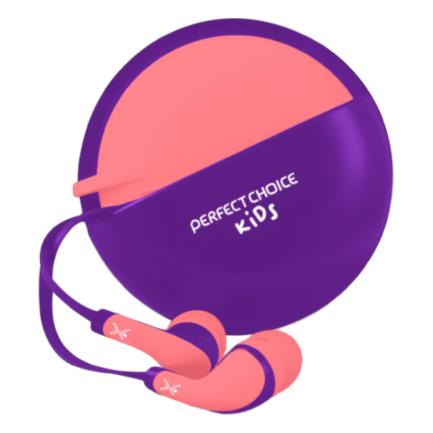 PERFECT CHOICE - Audífonos Perfect Choice In-Ear Alámbricos 3.5mm con Estuche Bubble Gum Color Rosa-Morado
