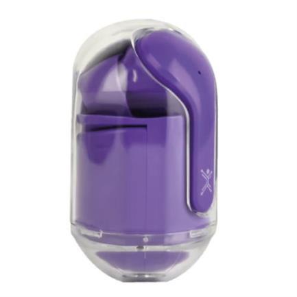 PERFECT CHOICE - Audífonos Inalámbricos Perfect Choice TWS Estuche Transparente ClearBeat con Indicador de Carga Color Morado