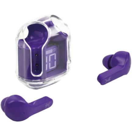 PERFECT CHOICE - Audífonos Inalámbricos Perfect Choice TWS Estuche Transparente ClearBeat con Indicador de Carga Color Morado