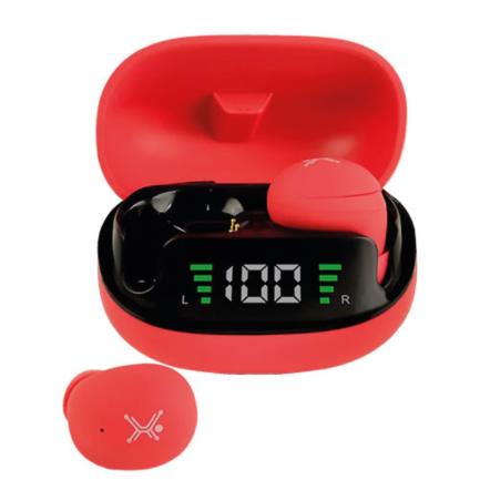 PERFECT CHOICE - Audífonos Inalámbricos Perfect Choice TWS Mini Tiny Beats con Indicador de Carga Color Rojo