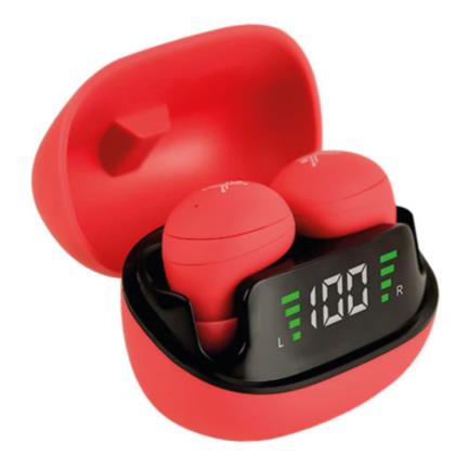 PERFECT CHOICE - Audífonos Inalámbricos Perfect Choice TWS Mini Tiny Beats con Indicador de Carga Color Rojo