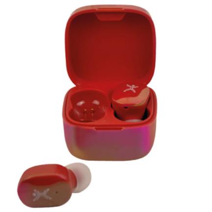 PERFECT CHOICE - Audífonos Inalámbricos Perfect Choice TWS Brillantes Alcance de 10m Bluetooth Rojo