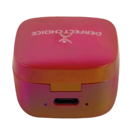 PERFECT CHOICE - Audífonos Inalámbricos Perfect Choice TWS Brillantes Alcance de 10m Bluetooth Rojo