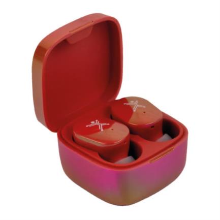 PERFECT CHOICE - Audífonos Inalámbricos Perfect Choice TWS Brillantes Alcance de 10m Bluetooth Rojo