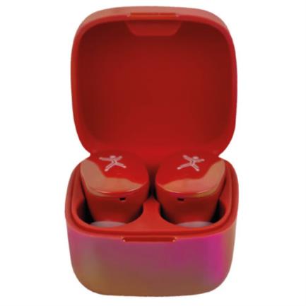 PERFECT CHOICE - Audífonos Inalámbricos Perfect Choice TWS Brillantes Alcance de 10m Bluetooth Rojo