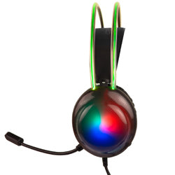 PERFECT CHOICE - Diadema Gamer Perfect Choice Transparente RGB Helumo ANC 1.8m Alámbrico 3.5mm PVC
