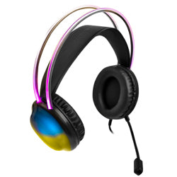 PERFECT CHOICE - Diadema Gamer Perfect Choice Transparente RGB Helumo ANC 1.8m Alámbrico 3.5mm PVC