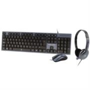 PERFECT CHOICE - Kit Alámbrico Perfect Choice 3en1 Teclado-Mouse-Diadema para Oficina Color Azul