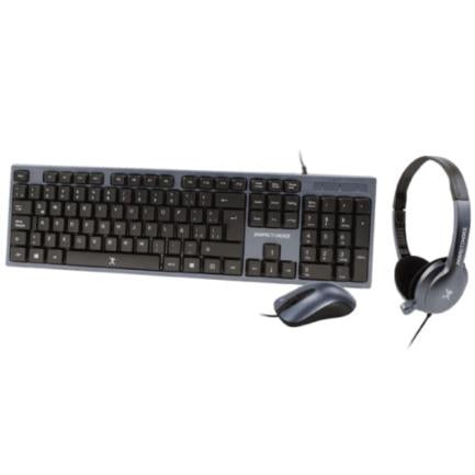 PERFECT CHOICE - Kit Alámbrico Perfect Choice 3en1 Teclado-Mouse-Diadema para Oficina Color Azul