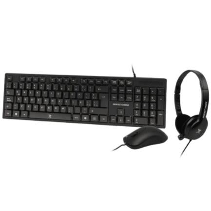 PERFECT CHOICE - Kit Alámbrico Perfect Choice 3en1 Teclado-Mouse-Diadema para Oficina Color Negro