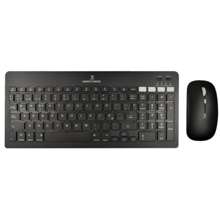 PERFECT CHOICE - Kit Perfect Choice Teclado+Ratón 2.4Ghz+Bluetooth Recargable USB-C/USB-A Zebrary Negro