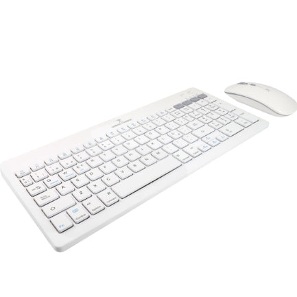PERFECT CHOICE - Kit Perfect Choice Teclado+Ratón 2.4Ghz+Bluetooth Recargable USB-C/USB-A Zebrary Blanco