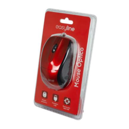 PERFECT CHOICE - Mouse Easy Line Óptico Alámbrico USB 1200dpi Color Rojo