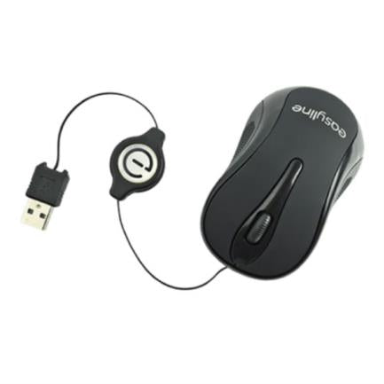 PERFECT CHOICE - Mini Mouse Easy Line Óptico Retráctil Alámbrico 1000dpi Color Negro