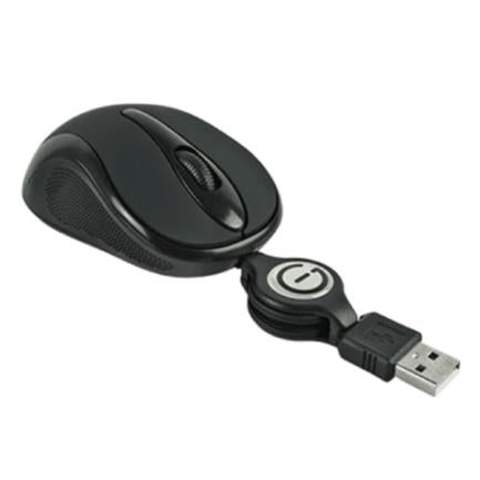 PERFECT CHOICE - Mini Mouse Easy Line Óptico Retráctil Alámbrico 1000dpi Color Negro