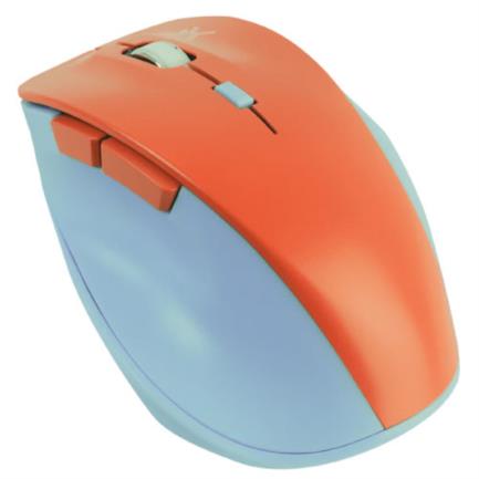 PERFECT CHOICE - Mouse Inalámbrico Perfect Choice Thumb Ergonómico Clic Silencioso Ajustable 800-1600dpi Color Azul-Coral