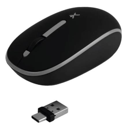 PERFECT CHOICE - Mouse Inalámbrico Perfect Choice Whisper 2.4 GHz Conector Dual USB C/A Alcance 10m Color Negro